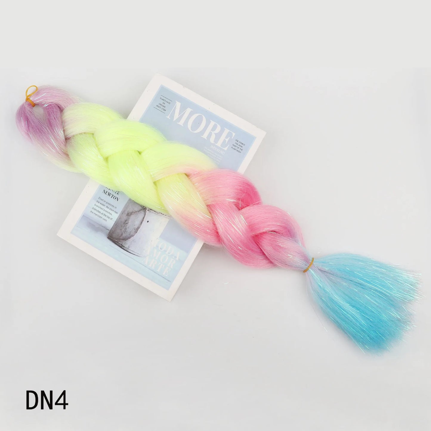 1-4 Packs Ombre Braiding Hair Extensions Synthetic Glitter Sparkle Rainbow Colored Hair 24inch Jumbo Braids Extensions for Women