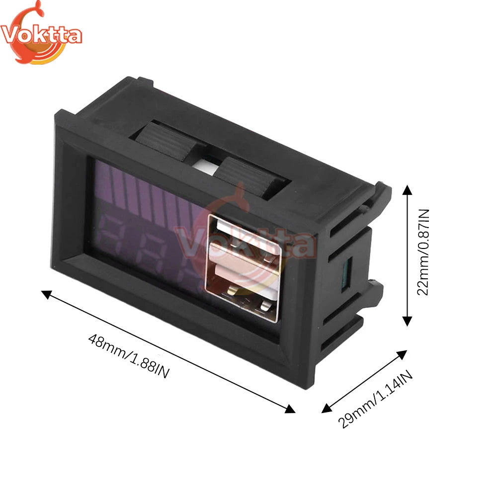 12V Lead-acid Battery 3S 11.1V-12.6V Lithium Battery Level Indicator LED Digital Display Voltmeter Dual USB Voltage Tester Viralgem Store