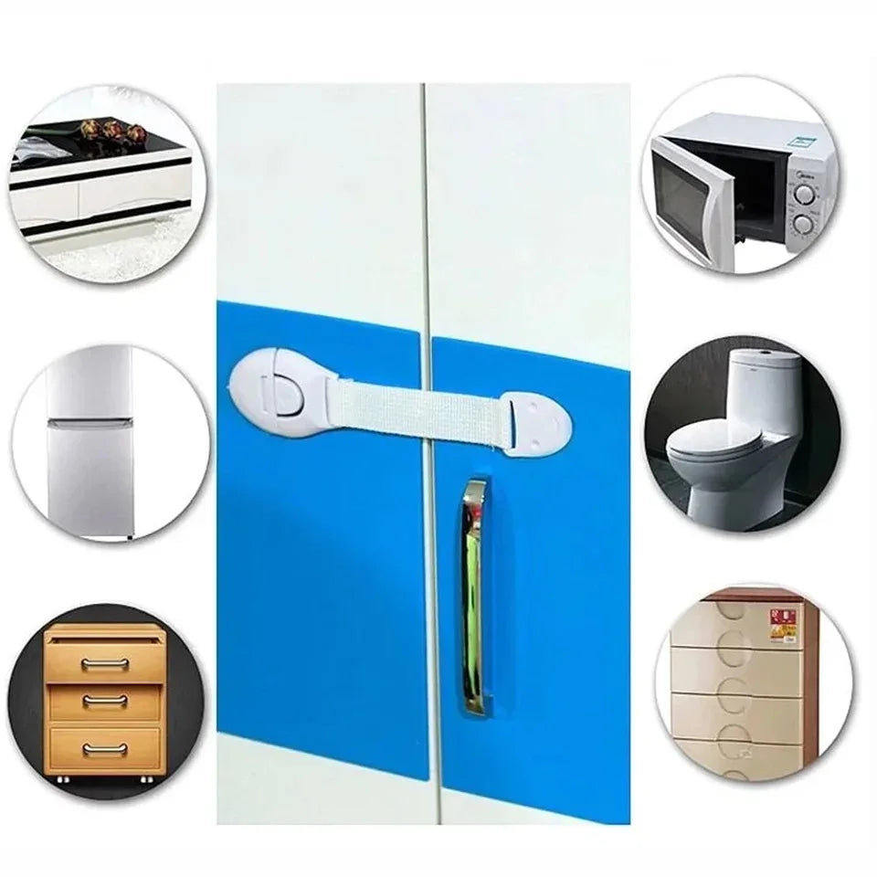 10Pcs Baby Safety Latch Drawer Webbing Safety Lock Multifunctional Protection Cloth Belt Lock Drawer Lock Cabinet Door Locks