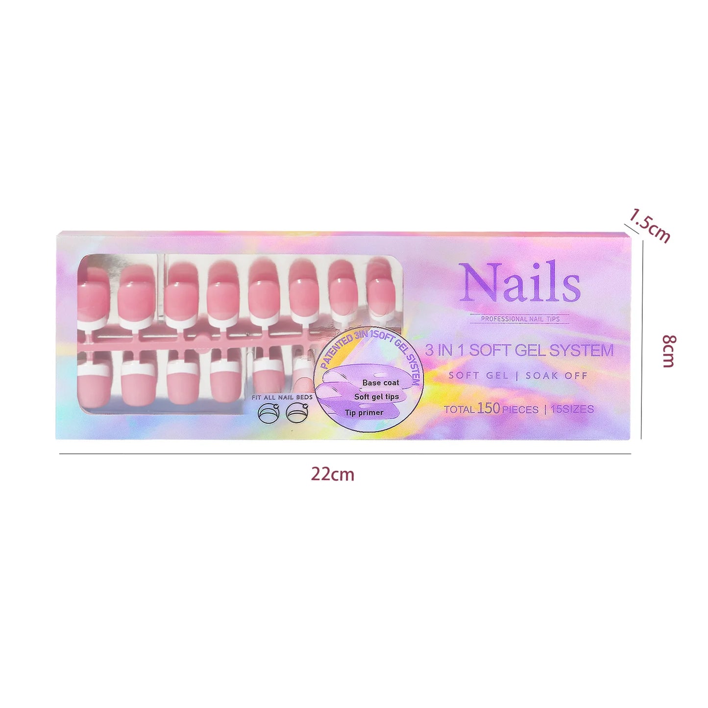 150pcs/box French Pink Short Detachable Finished Fingernails Ballet Wearable False Nails Press On Nails Tips Full Cover DIY