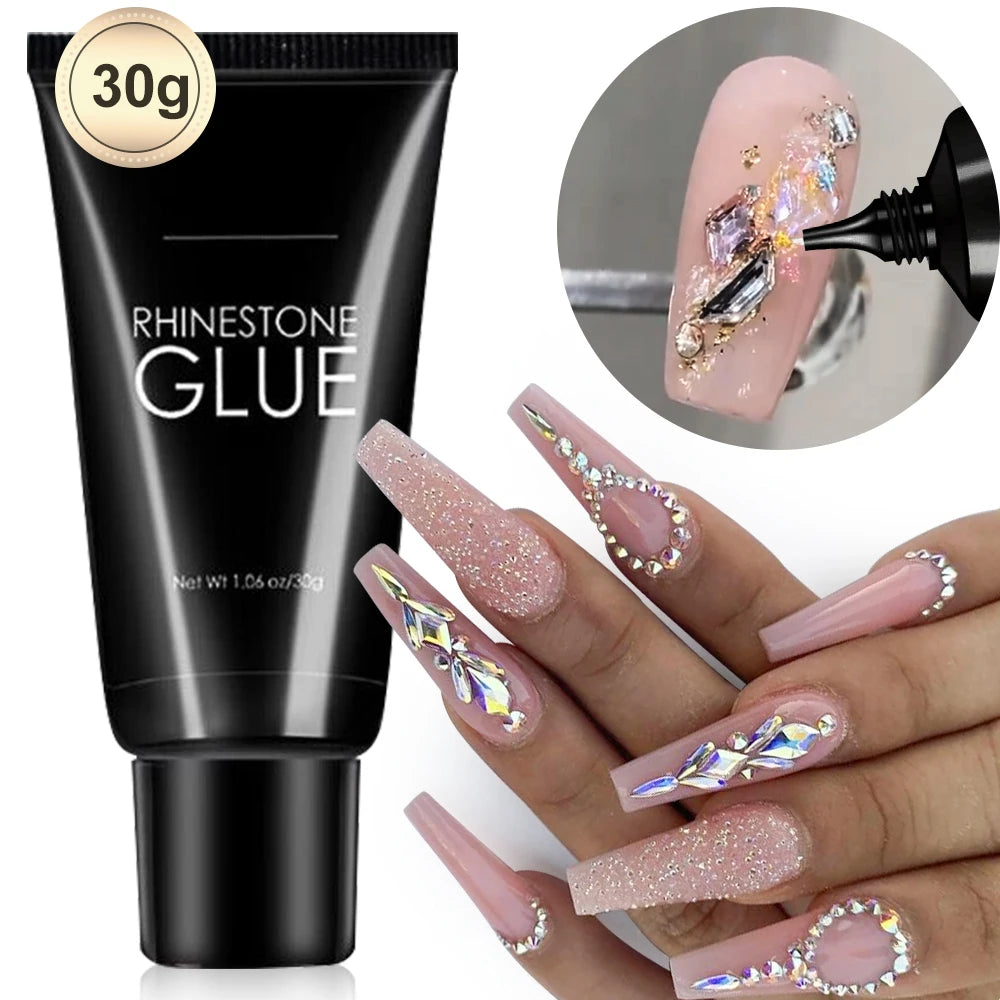 Strong Adhesive Nail Glue For Press On False Nail Tips Acrylic Fake Nails Long-lasting Transparent Nail Rhinestone Glue