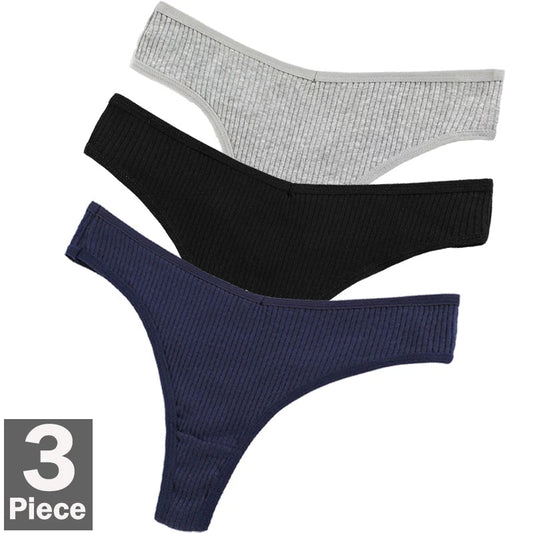 3Pcs/Lot Women Panties Cotton G-String Sexy Lingerie Comfortable Striped Low-Rise Thongs Sports Underpants Breathable Underwear Viralgem Store