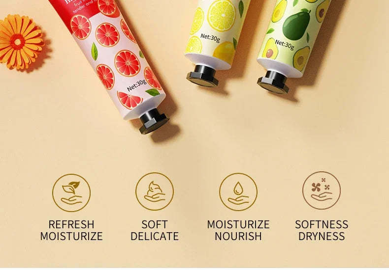 5Pcs/set SADOER Fruit Plant Fragrance Hand Cream Sets Moisturizing Repair Anti Dry Hand Lotion Sets Hands Skin Care Products Viralgem Store