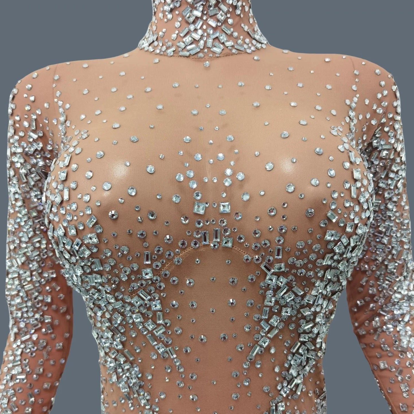 Luxurious Sparkly Crystals Skinny Sheer Mesh Jumpsuit for Women Birthday Party Female Singer Show Stage High-end Sexy Jumpsuit Viralgem Store