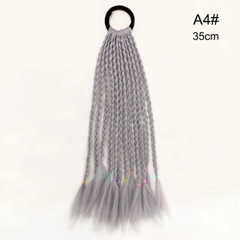 35cm Girl Thicker Wig Ponytail Hair Ropes Kids Twist Braid Rope Headdress Hair Braider Elastic Hair Band Rubber Hair Accessories Viralgem Store