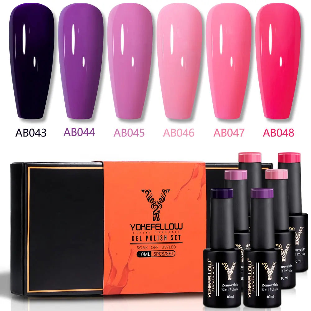 YOKEFELLOW  Pastel Gel Nail Polish Set 6 Colors Spring Summer Macaron Gel Nail Kit Soak Off Nail Art DIY Manicure Gift for Girl Viralgem Store