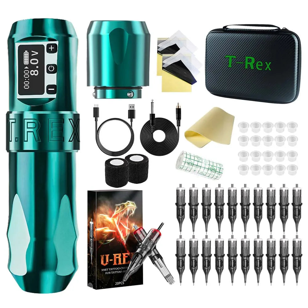 T-Rex Wireless Tattoo Machine Rotaty Battery Pen With Portable Power Pack 2400mAh LCD Digital Display For Body Art Makeup