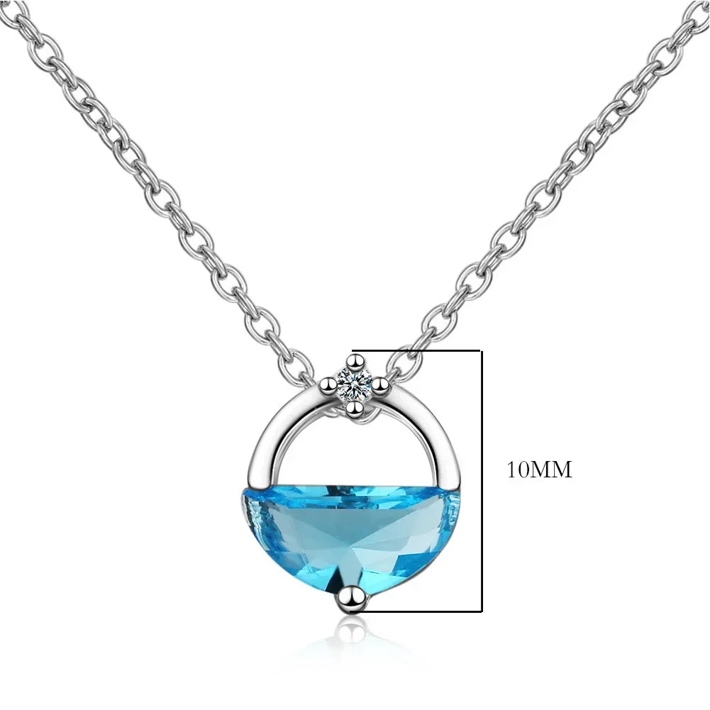 925 Sterling Silver Blue Crystal Elegant Jewelry Sets For Women Wedding Earrings Necklaces Accessories Viralgem Store