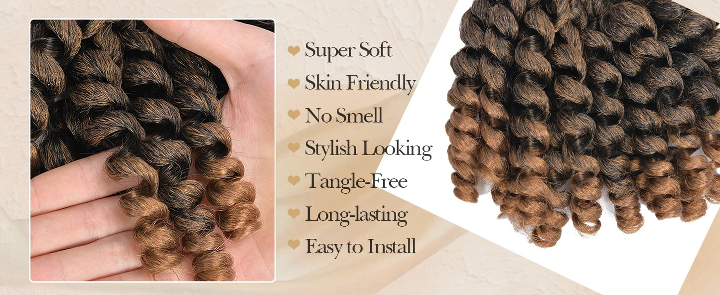 Synthetic Ombre Braiding Hair Jumpy Wand Curl Crochet Braids Hair Extension for Black Women Jamaican Bounce Curly Hair For Women
