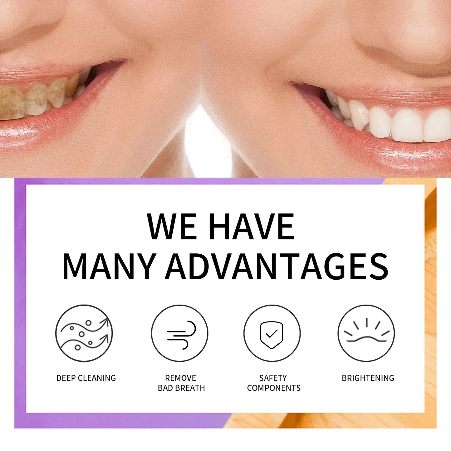 V34 Purple Teeth Whitening Toothpaste Remove Plaque Stains Cleaning Oral Hygiene Dental Bleach Tools Fresh Breath Beauty Health