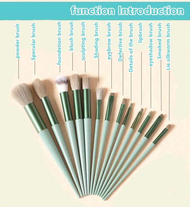 13/8PCS Makeup Brushes Pro Green Brush Set Powder Eyeshadow Blending Eyeliner Eyelash Eyebrow Make Up Beauty Cosmestic Brushes Viralgem Store