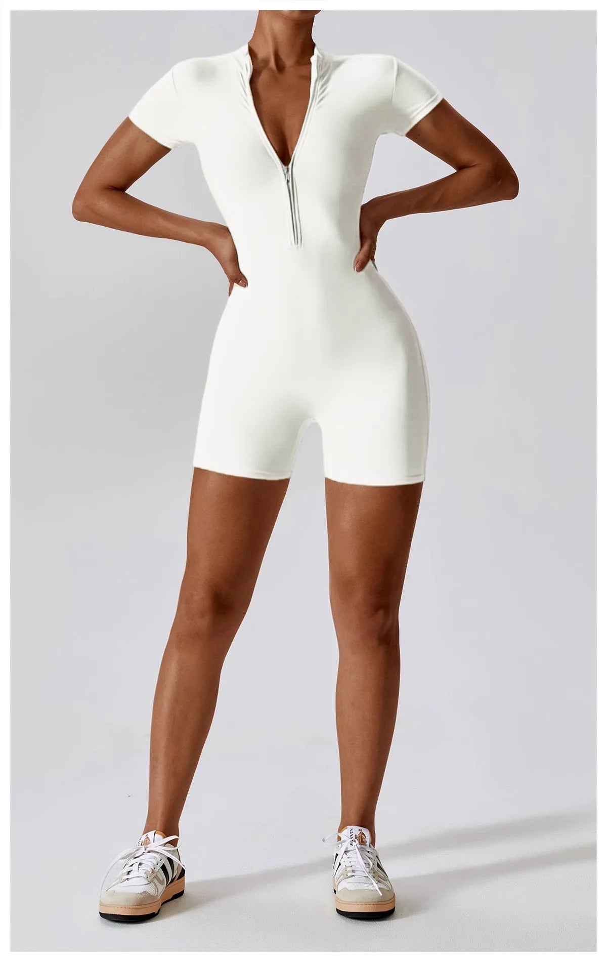 Women's Zipper Short-Sleeve Yoga Jumpsuit - Quick-Dry Breathable Tight Fitness Onesie for Gym Running Sportswear Viralgem Store