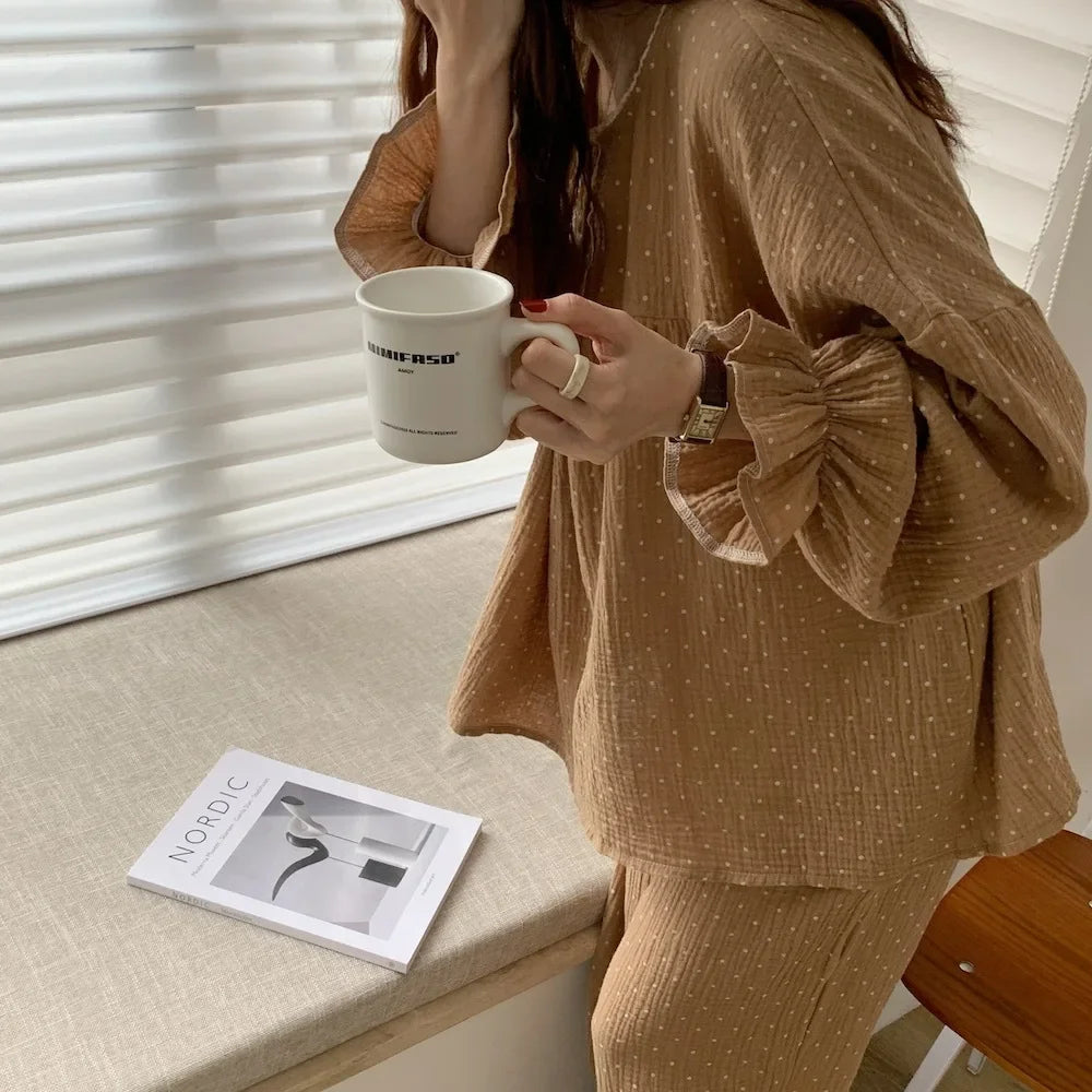 Women's New Pajamas Homewear Suit Spring and Fall Korean Version of the Long-Sleeved Long Pants Thin Section Loose Homewear Suit Viralgem Store