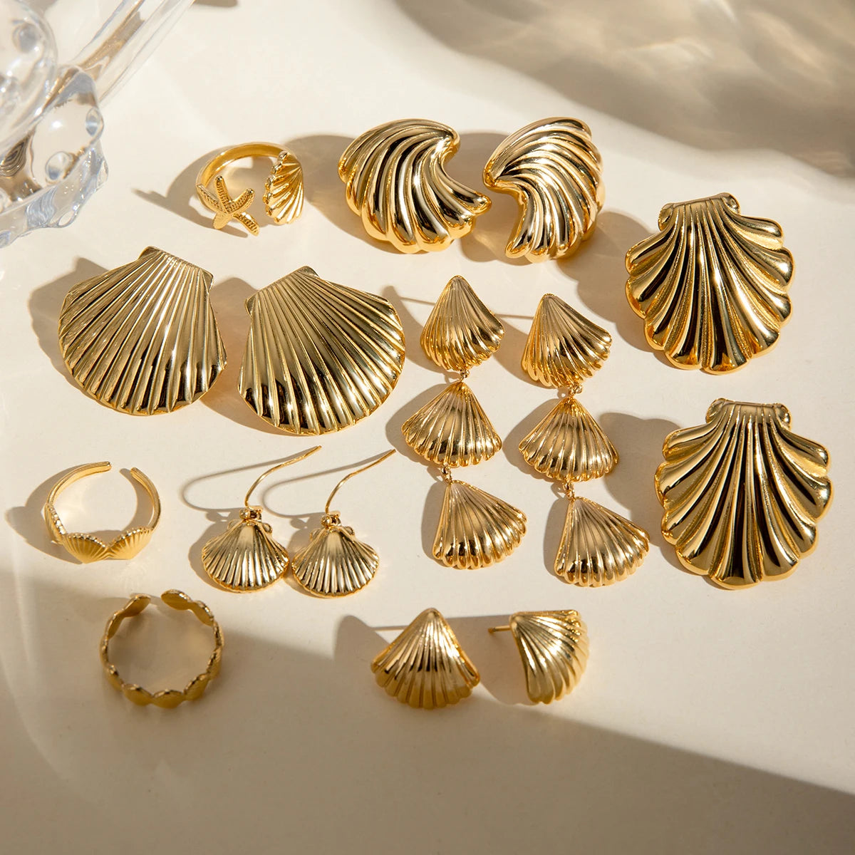 Youthway Shell Textured Metal Stainless Steel Earrings Summer Beach Holiday Charm Jewelry Waterproof  Holiday Summer Jewelry