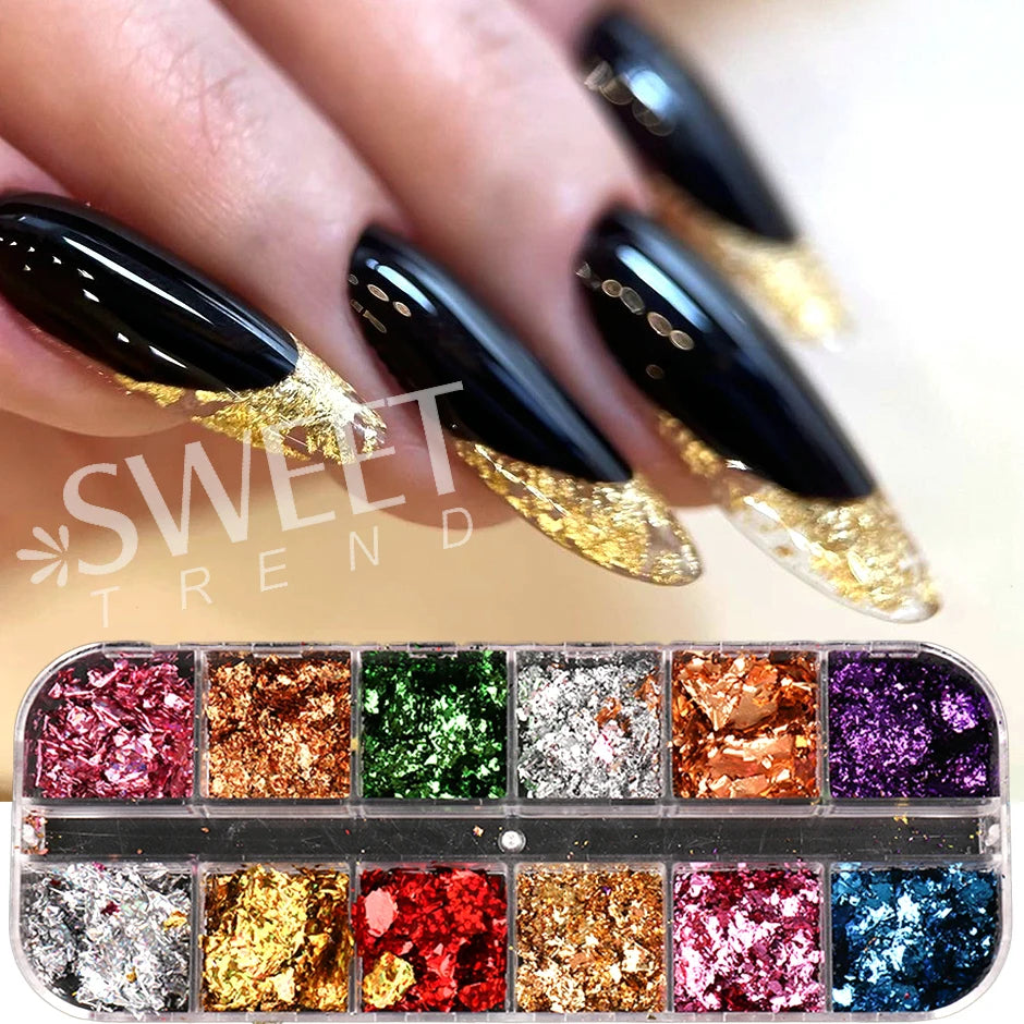 12 Grids Opal Dream Crystal Sequins Nail Flake Galaxy Iridescent Aurora 3D Paillette for Winter Autumn Manicure Decoration SWYFH Viralgem Store