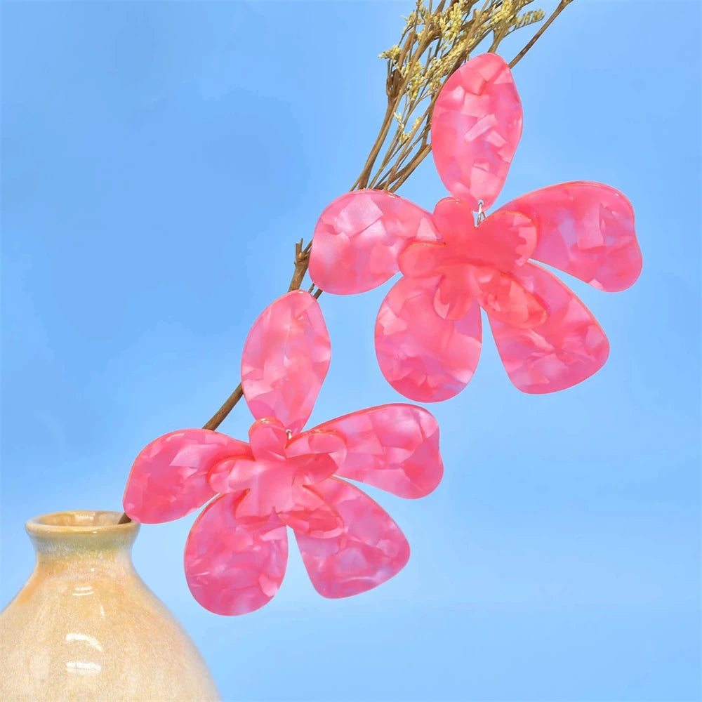 Acrylic Fashion Big Flower Pendant Earrings Double Layer Flowers Women's Earrings for Women 2023 New Party Jewelry Gifts