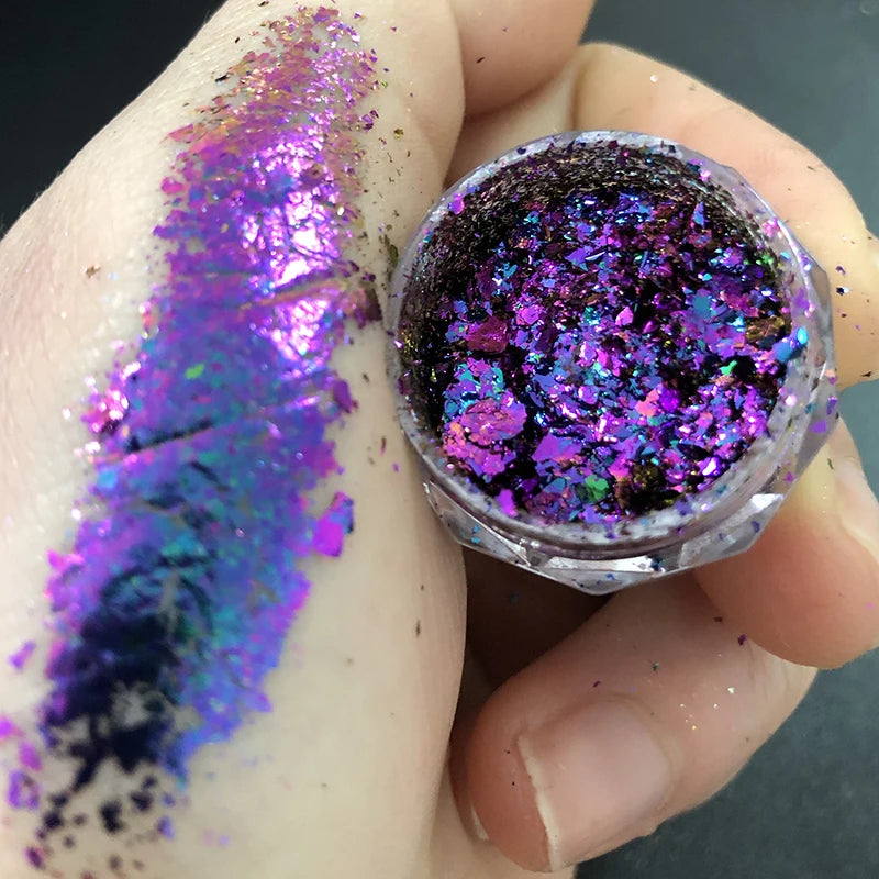 1jar Chrome Chameleon Aurora Nail Powder Metallic Effect Nail Glitter Pigment Mirror Nail Rubbing Dust Gel Nail Polish Supplies