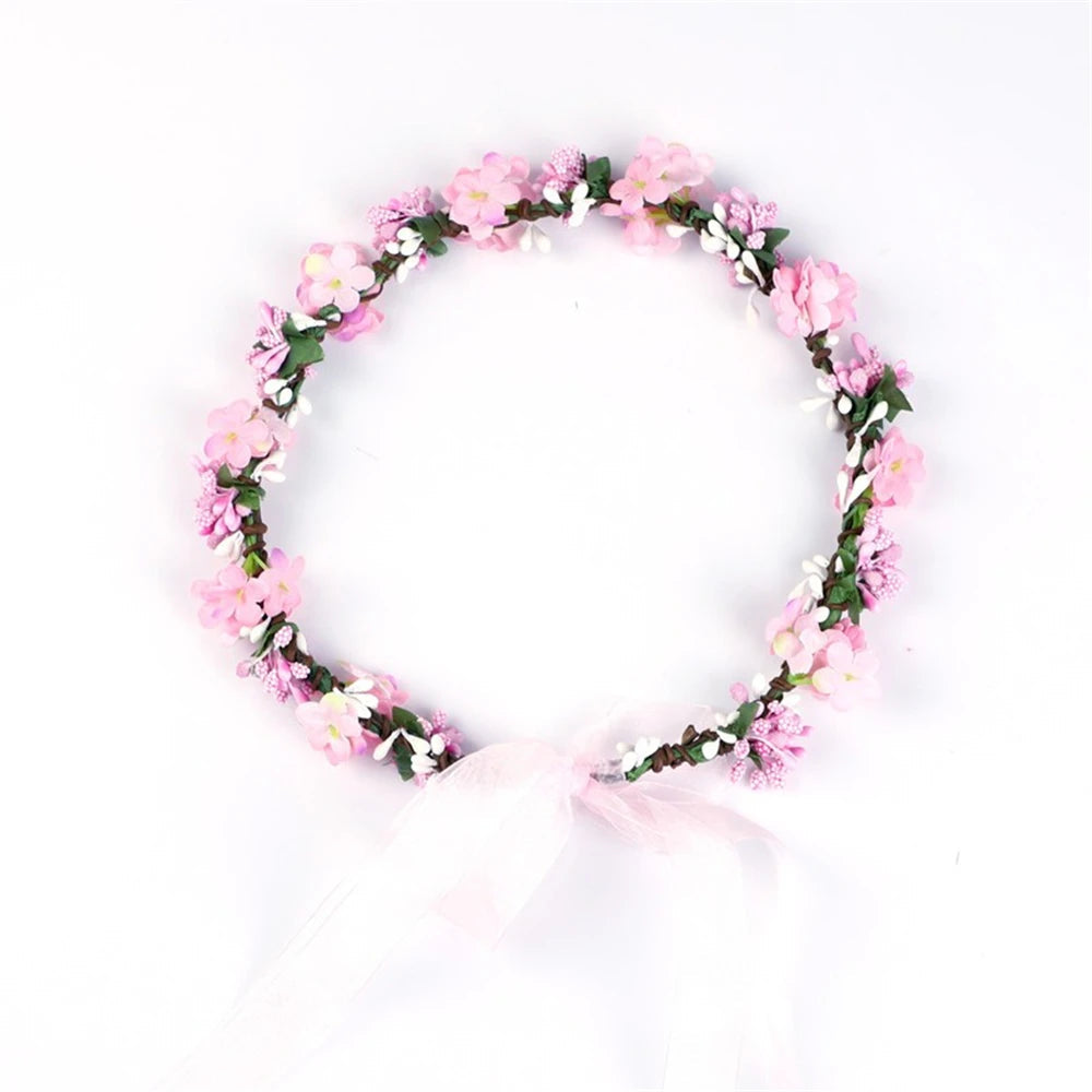 Spring Lady Girl Sweet Princess Headband Floral Crown Flower Headband Boho Wedding Party Hair Wreath Boho Bridal Headdress 2024 Viralgem Store