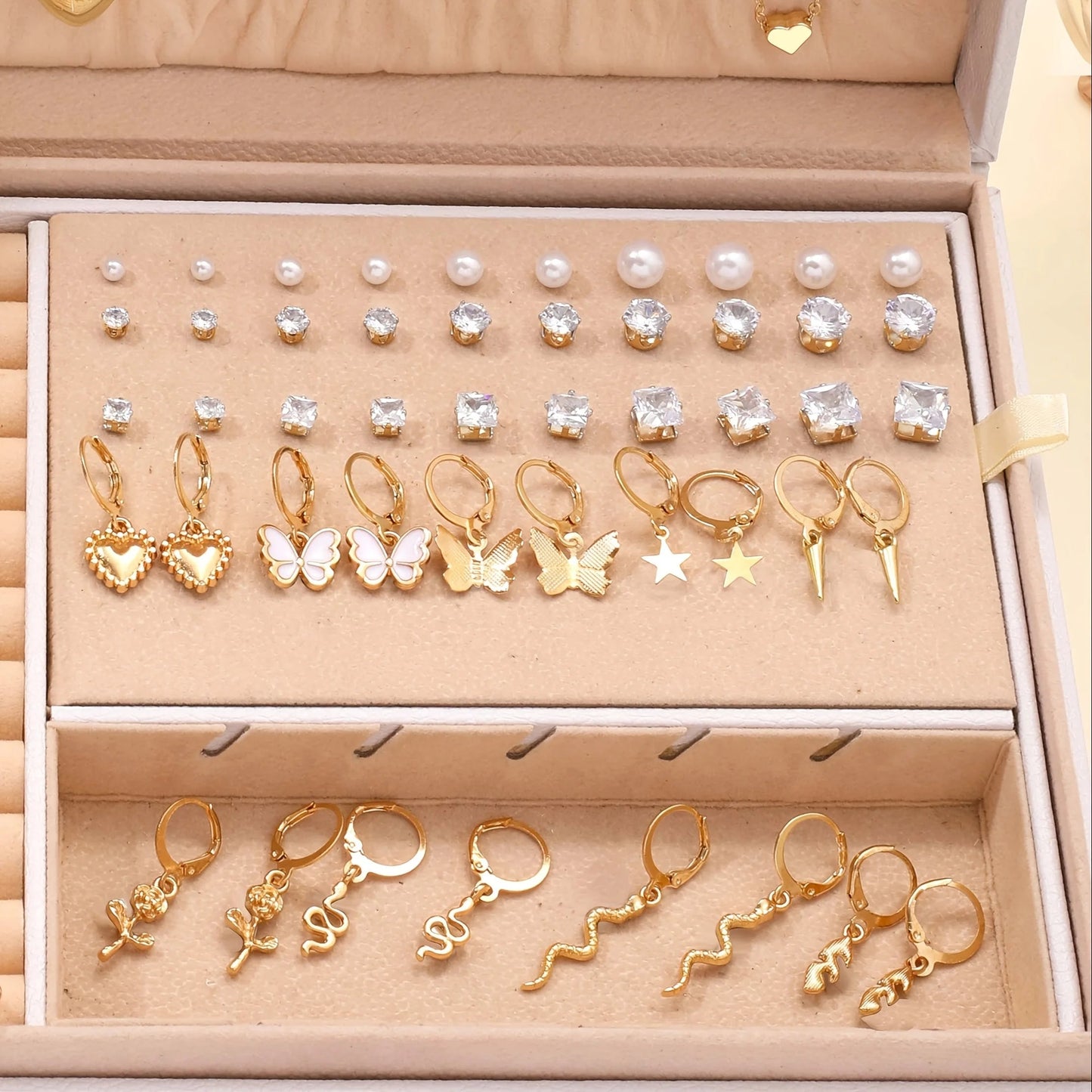 70Pcs Fashion Earrings Ring Jewelry Set Including Heart-shaped Snake Shape Butterfly Infinite Symbol Women's Daily Party Jewelry Viralgem Store