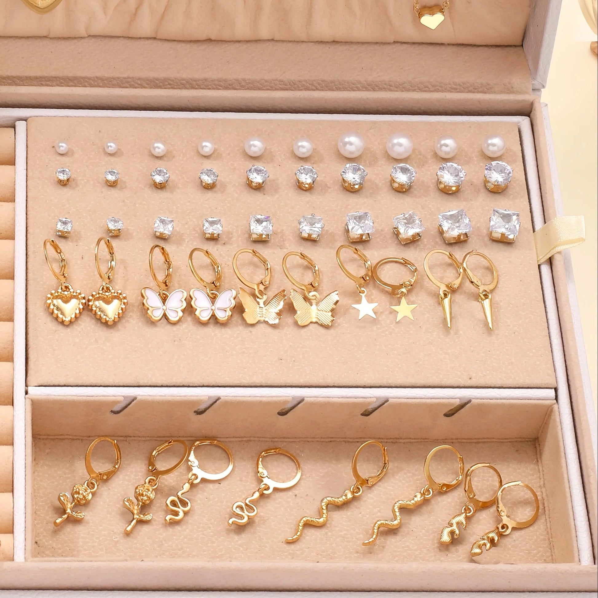 70Pcs Fashion Earrings Ring Jewelry Set Including Heart-shaped Snake Shape Butterfly Infinite Symbol Women's Daily Party Jewelry Viralgem Store