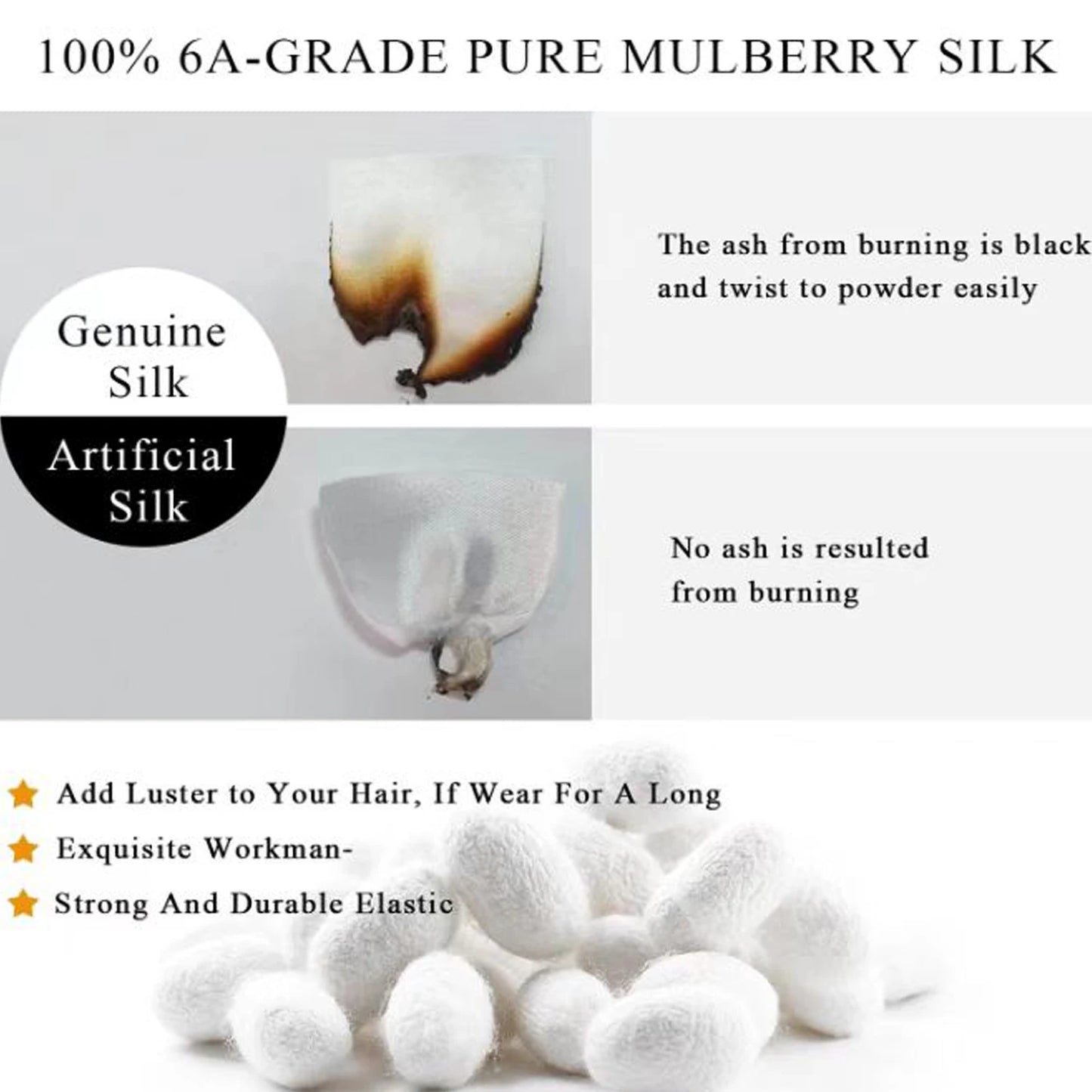 5PCS 100% Pure Mulberry Silk Hair Scrunchie Handmade Hairbands Women Girl Hair Accessories Pure Color Natural HairTies Box