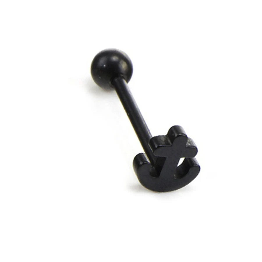 1-4pcs 14G Stainless Steel Tongue Rings Punk Straight Barbells Heart Star Maple Leaf Anchor Cross Tongue Piercing Jewelry Unisex Viralgem Store