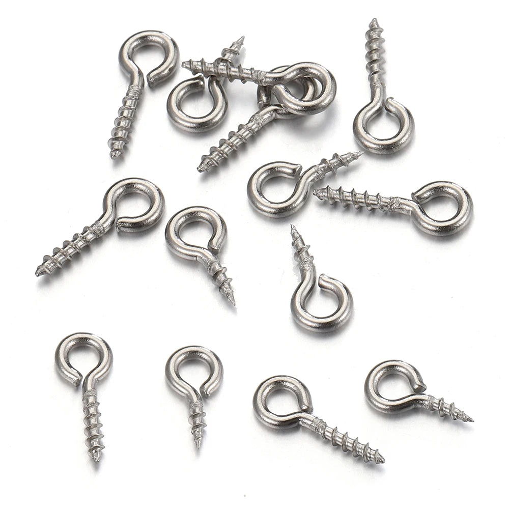 50pcs/100pcs Stainless Steel Small Tiny Eye Pins Eyepins Eyelets Screw Gold Color Clasps Hooks for DIY Jewelry Making Findings