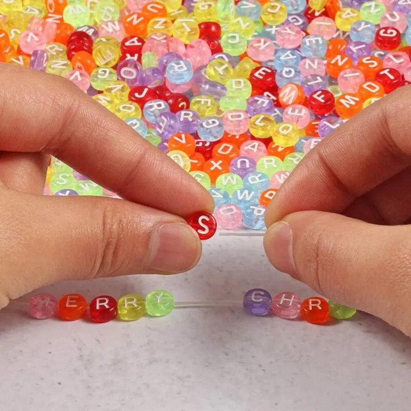 200pcs Mixed Letter Acrylic Beads Round Flat Alphabet Spacer Beads For Jewelry Making Handmade Diy Bracelet Necklace