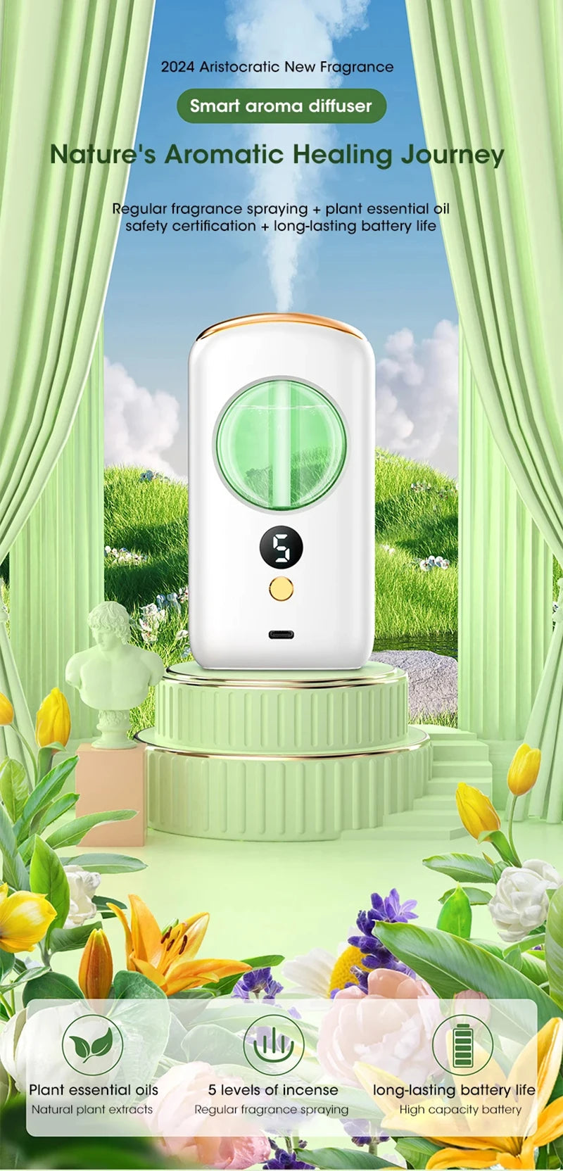 Xiaomi Smart Aromatherapy Machine Air Freshener Purifier Automatic Sprayer Essential Oil Perfume Diffuser Living Room Deodorizer Viralgem Store