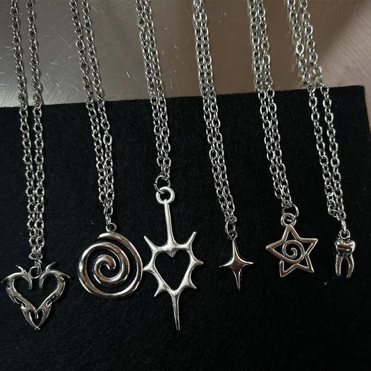 Y2K Flail Fire Heart Teeth Pendant Necklace for Women Men Charm Necklace Grunge Punk Fashion Jewelry ﻿ Viralgem Store