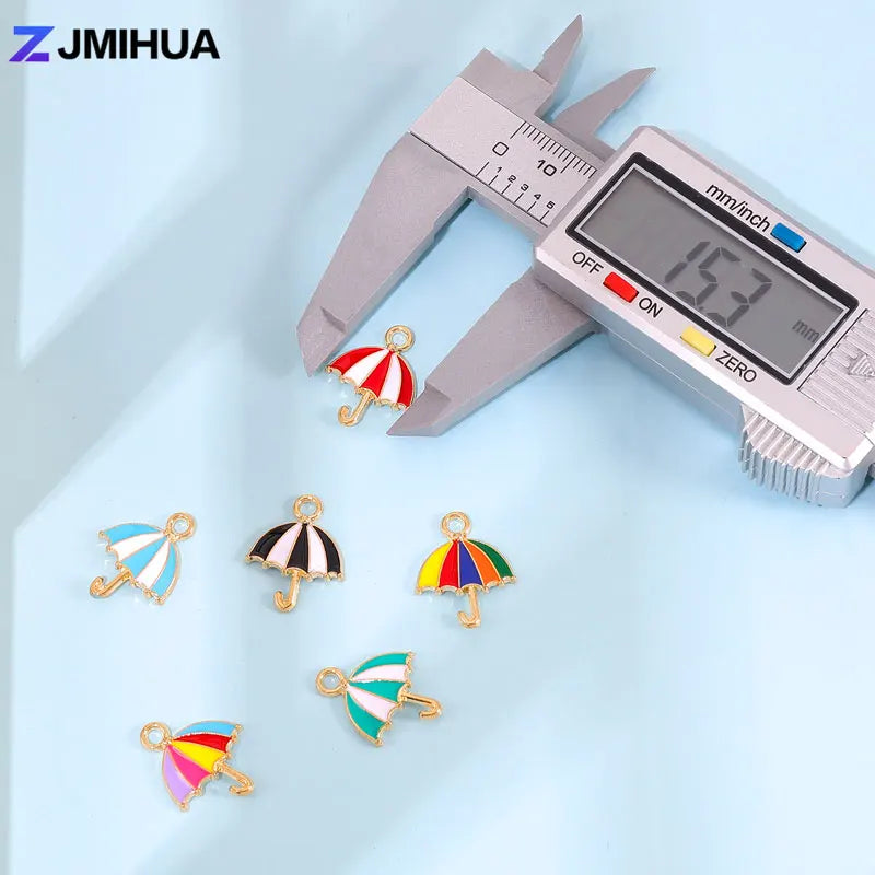 20pcs/lot Metal Enamel Cute Umbrella Charms For Jewelry Making Earrings Pendant Necklaces Bracelets DIY Handmade Accessories
