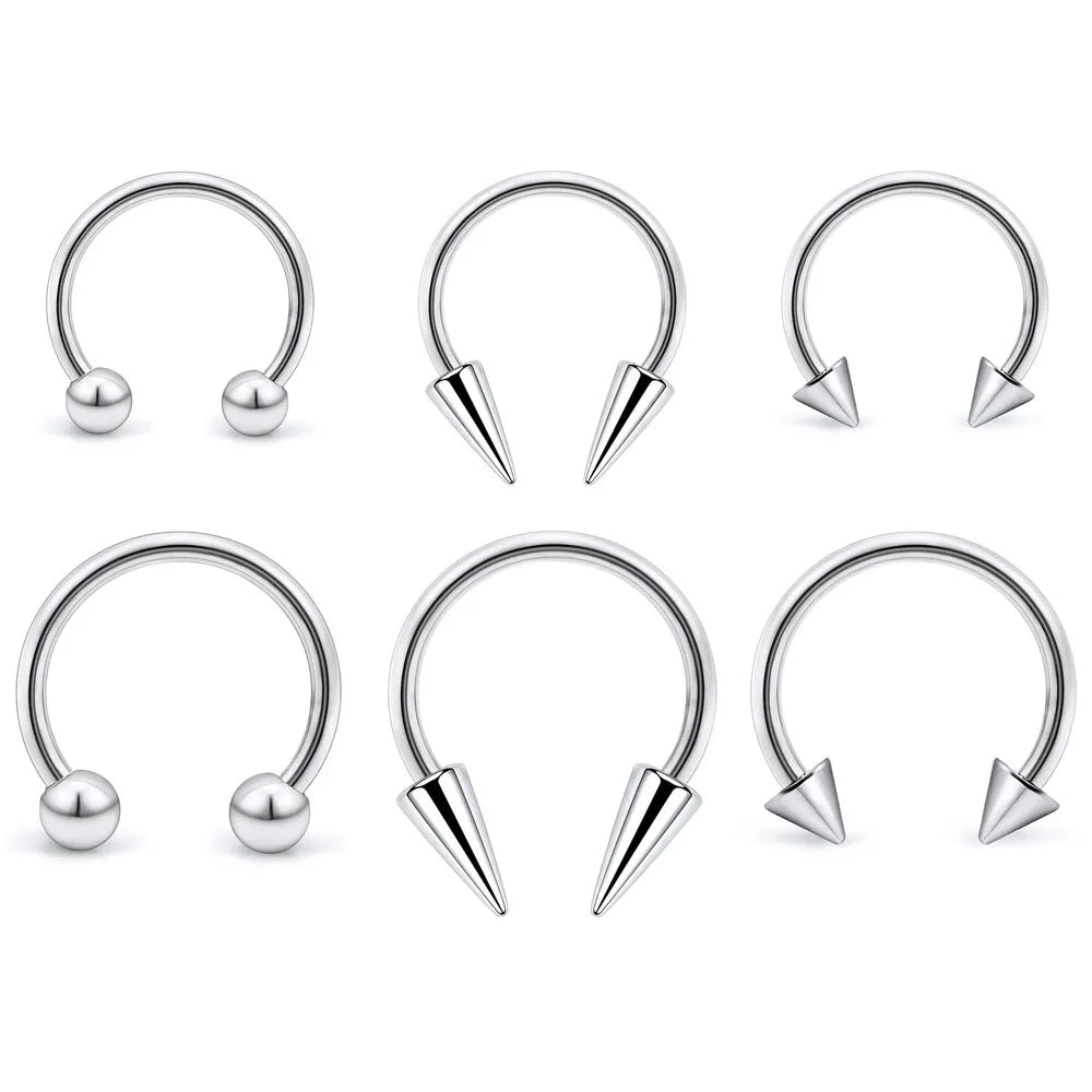 1Pcs Spike Septum Rings 16G Surgical Steel Piercing Jewelry Vertical Snake Bite Jewelry Lip Rings for Women Men 8mm/10mm Viralgem Store
