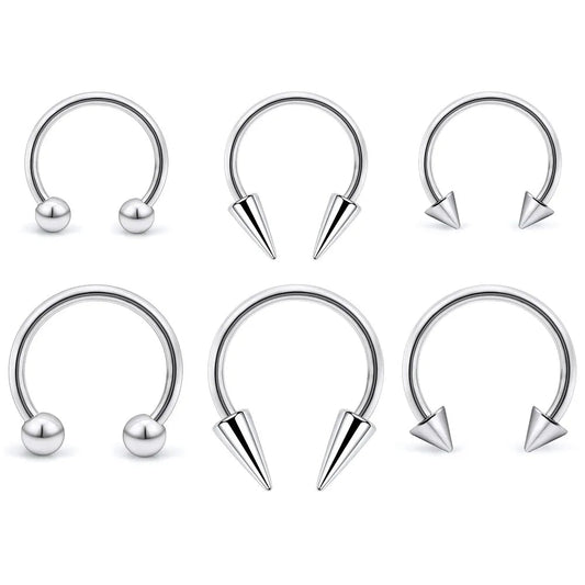 1Pcs Spike Septum Rings 16G Surgical Steel Piercing Jewelry Vertical Snake Bite Jewelry Lip Rings for Women Men 8mm/10mm Viralgem Store