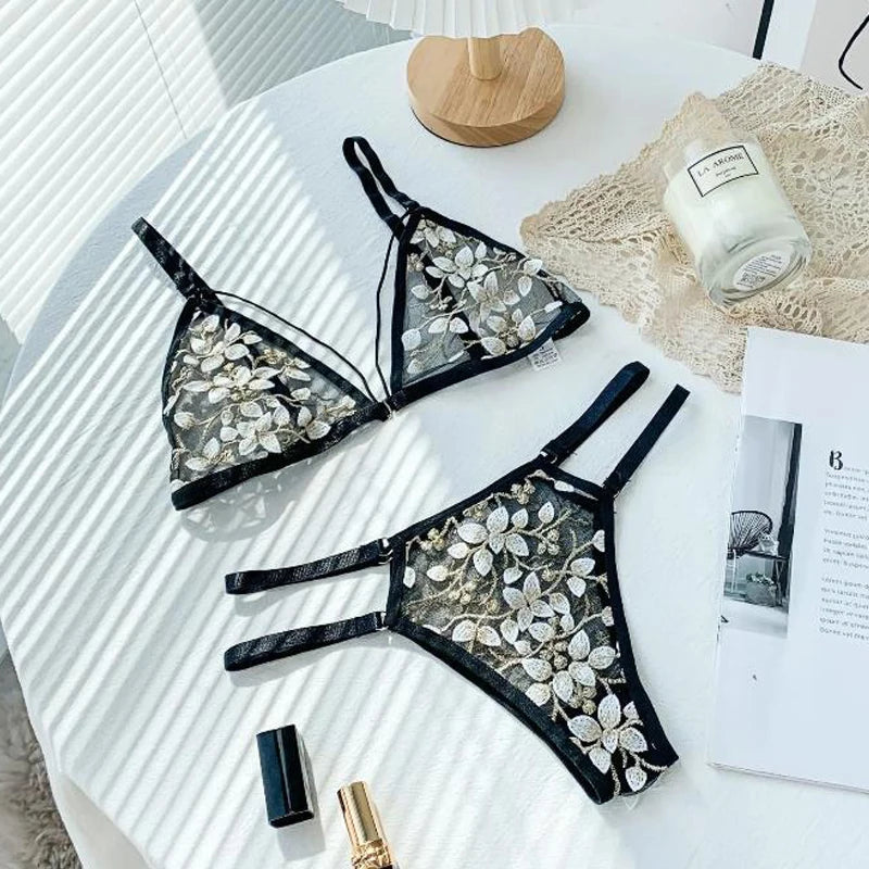 Women Lace Bra Sets Seamless Underwear Backless Vest Sexy Bralette Lingerie Ultrathin Bra & Brief Sets Female Dropshipping Viralgem Store