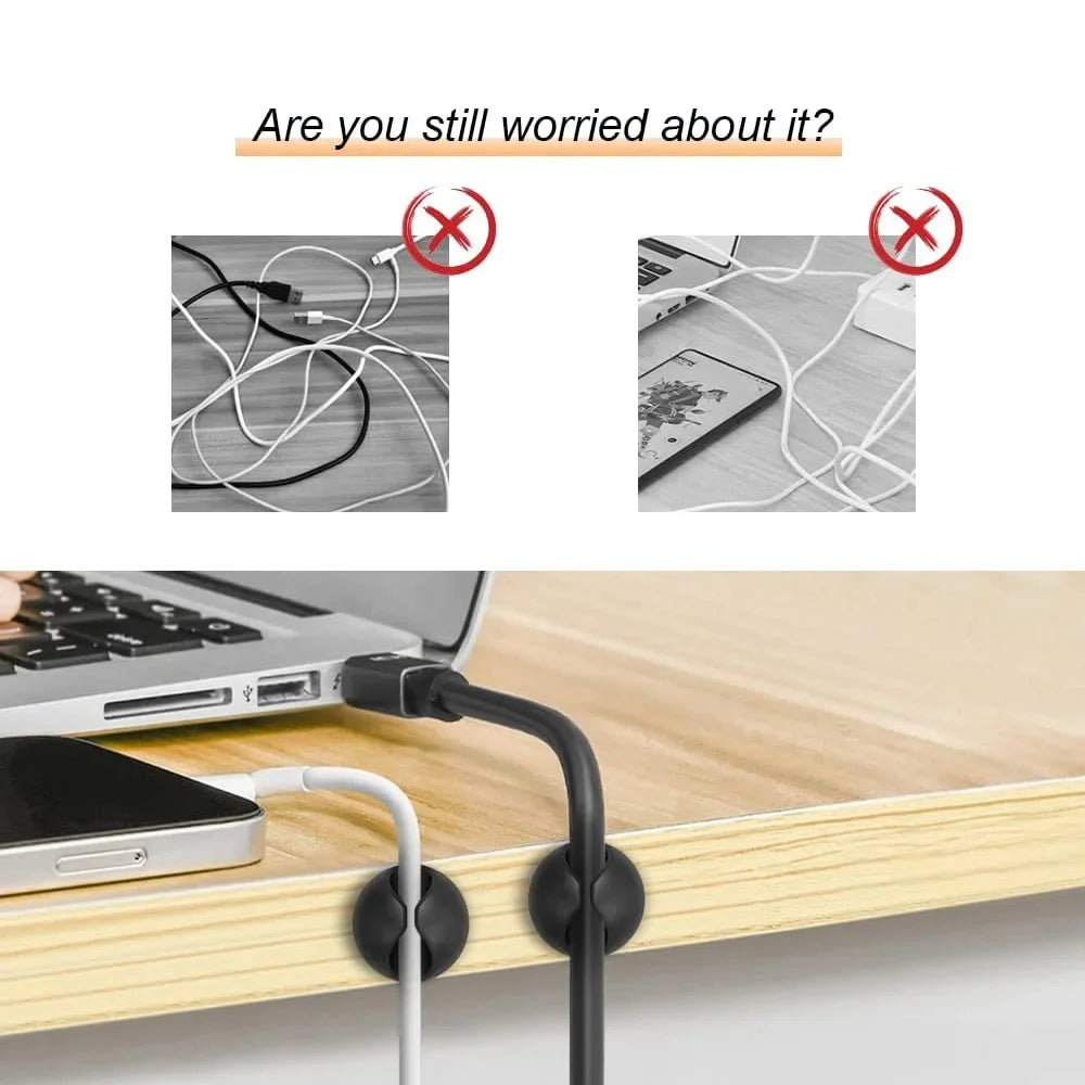 5/50Pcs Mini Cable Winder Organizer USB Charging Cable Clips Desk Tidy Organiser Wire Cord Holder Protectors In Home Office Car Viralgem Store