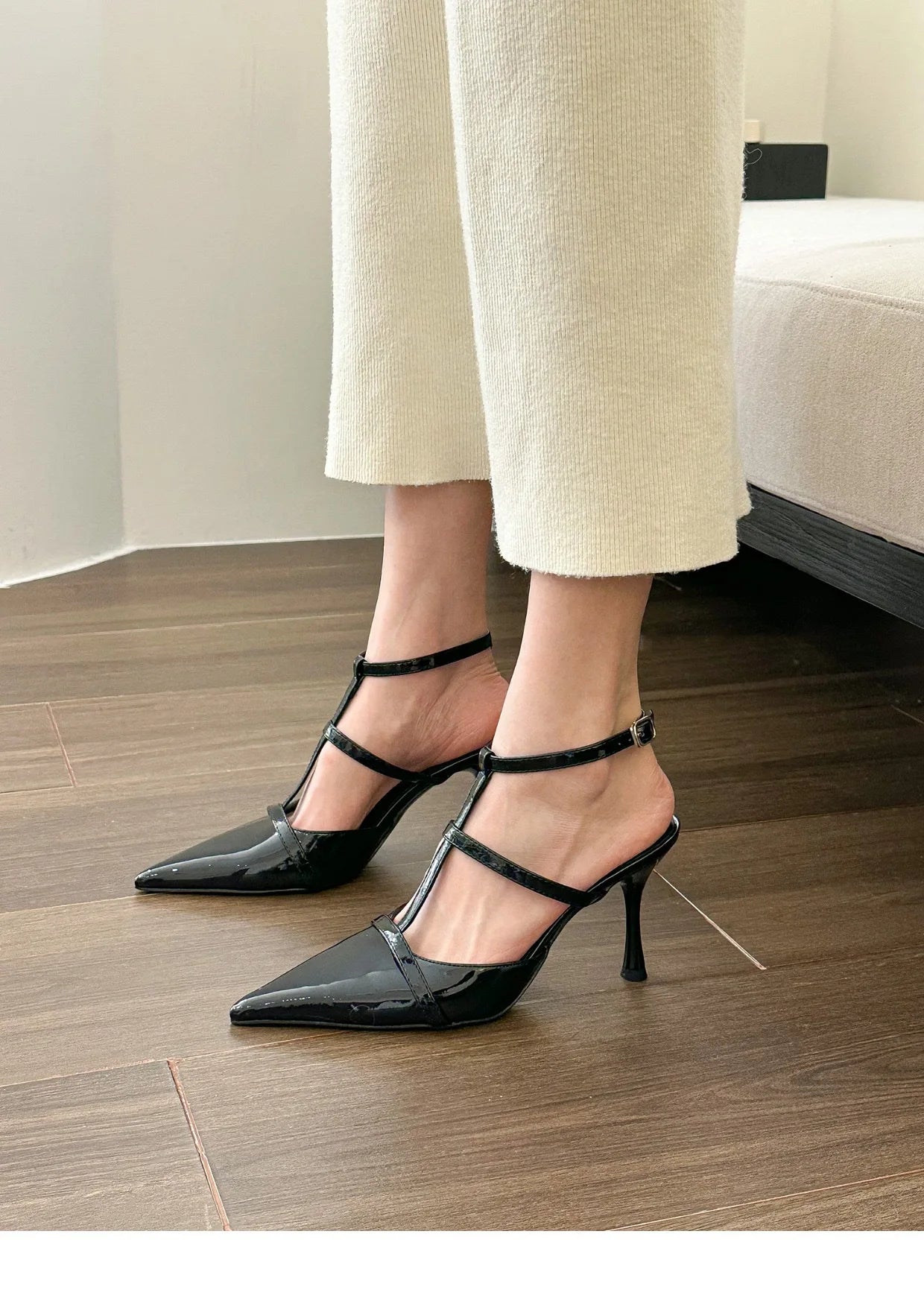 2024 New Trendy Women Gladiator Sandals Summer Pointed Toe Luxury Elegant High Heels Thin Strap Pumps Ladies Party Shoes Size 42