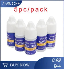5Pcs Fast Drying Nail Art Glue Glitter UV Acrylic Rhinestones Press on Nails Strong Adhesive Nail Glue False Tips Manicure Tool