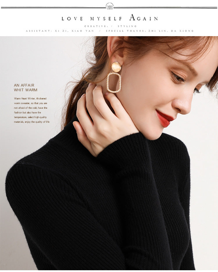 Women Turtleneck Sweater Knitted Soft Pullovers Cashmere Jumpers Basic Soft Sweaters For Women 2024 Autumn Winter