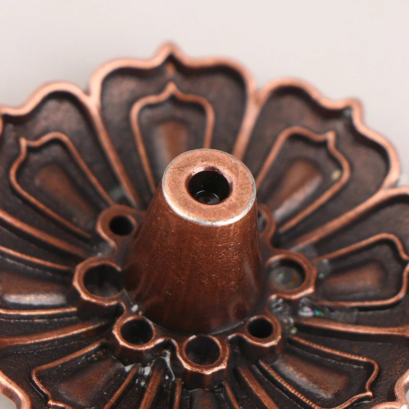 1Pc Lotus Alloy Incense Burner Stick Holder Home Buddhism Line Incense Plate Sandalwood Coil Base Delicate Temples Home Decor