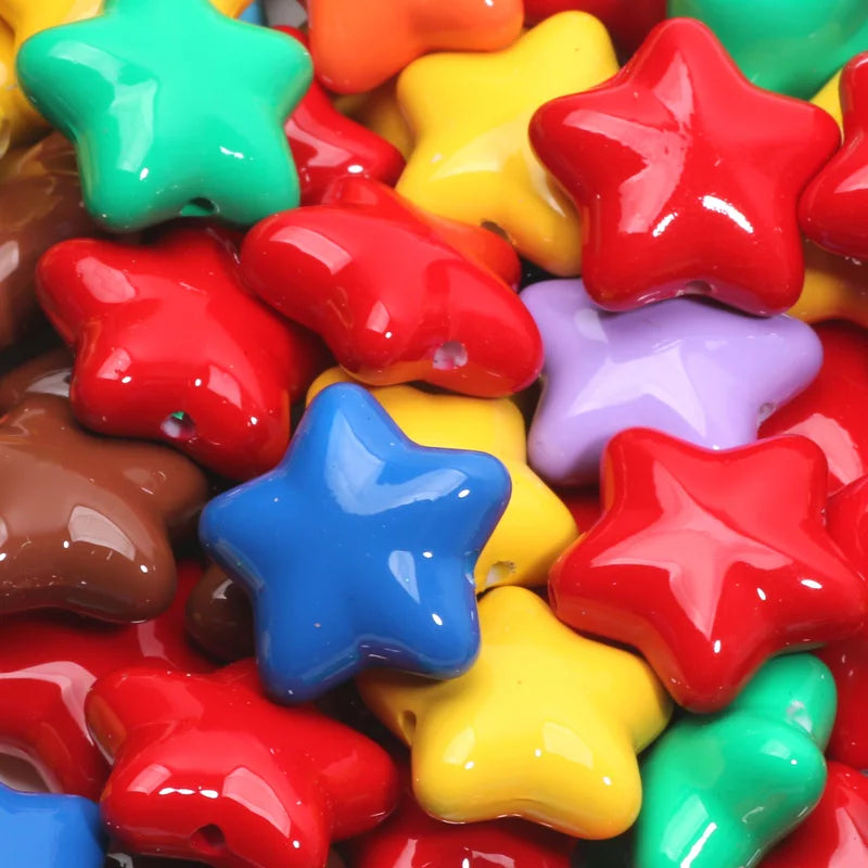 10pcs 20mm Shiny ABS Star Beads Pentagram Acrylic Spacer Beads For Jewelry Making DIY Bracelet Necklace Phone Chain Handicrafts
