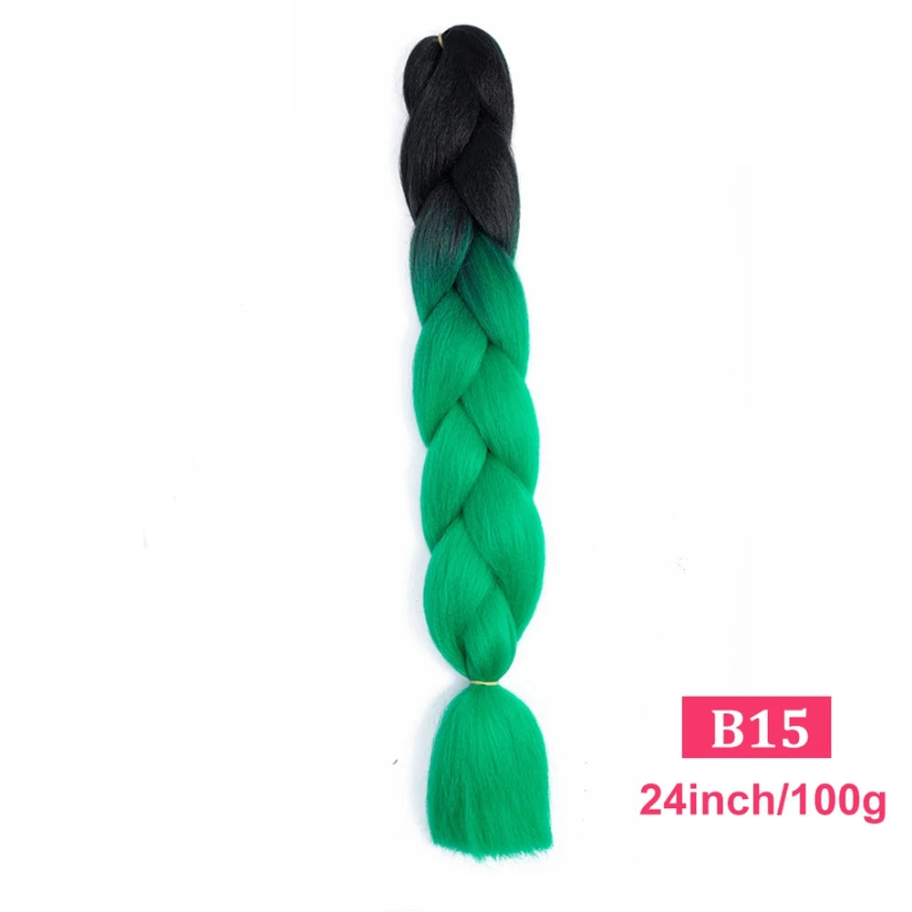 24inch Synthetic Long Braiding Hair Pre Strethced Colorful Ombre Brown Blonde Crochet Jumbo Braids Hair Extensions For Women