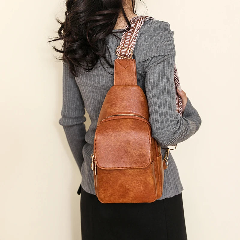 Women Bag Soft PU Leather Shoulder Purse Vintage Fashion Female Chest Bag Designer Multifunctional Shoulder Messenger Crossbody Viralgem Store