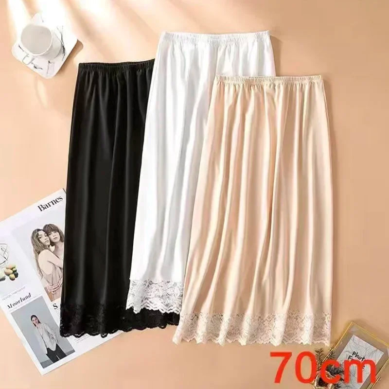 3 Lengths Underskirt Half Slips Dress For Women Summer Thin Ice Silk High Waist Elastic Anti-Penetrating Underskirt Lining Viralgem Store