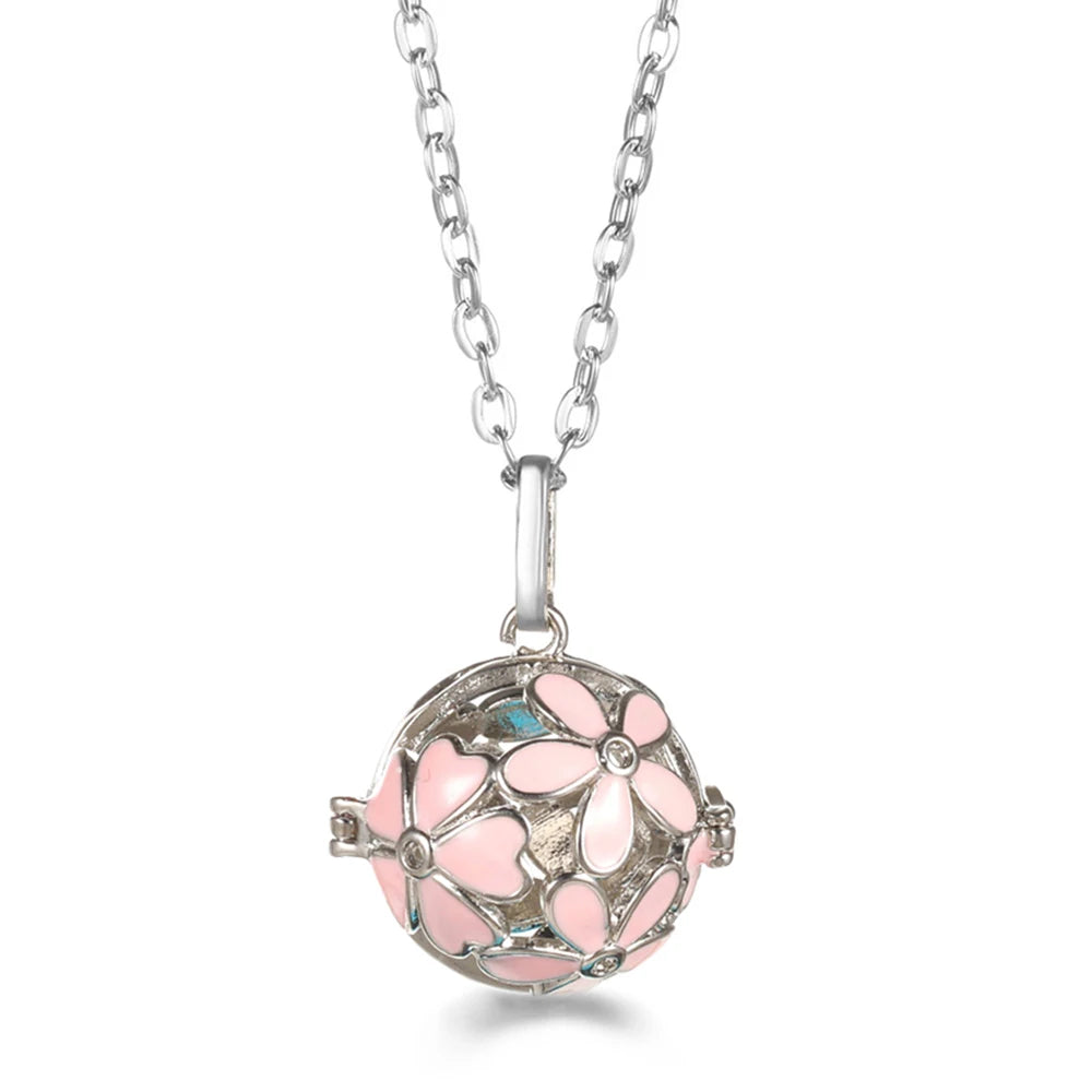 United States Chime Music Ball Woman Caller Essential Oil Necklace Perfume Diffuser Color Footprint Pendant Aromatherapy Jewelry