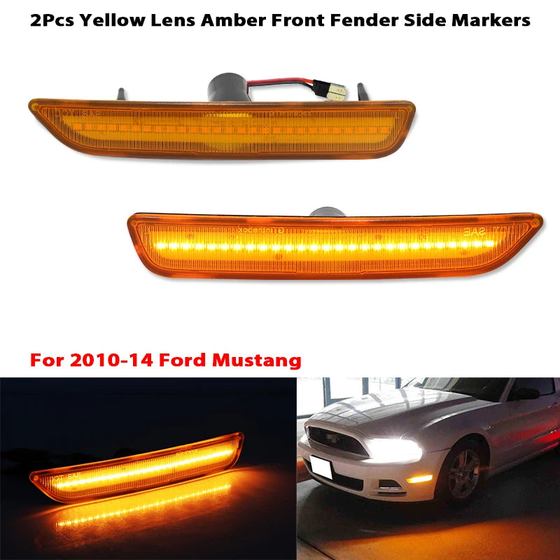 2pcs Car Front Rear Bumper Side Marker Light White For Ford Mustang Base GT Shelby GT500 Boss 302 2010 2011 2012 2013 2014
