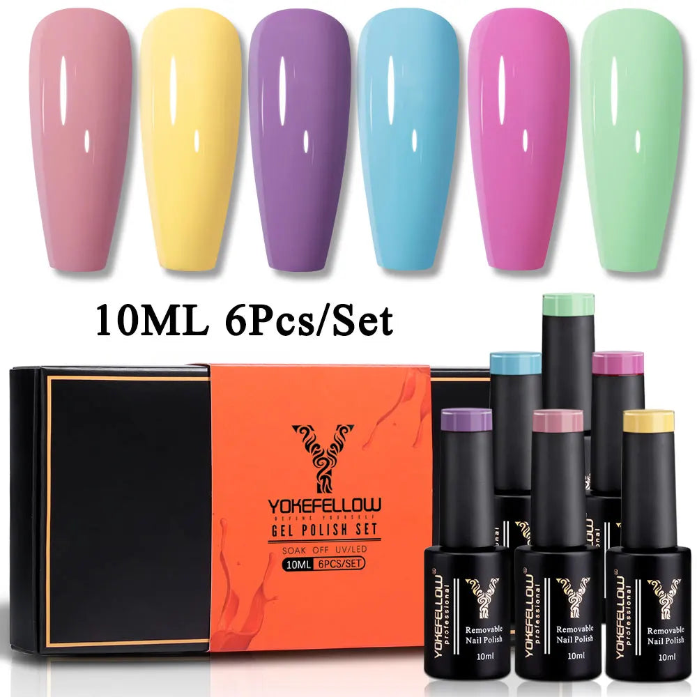 YOKEFELLOW  Pastel Gel Nail Polish Set 6 Colors Spring Summer Macaron Gel Nail Kit Soak Off Nail Art DIY Manicure Gift for Girl Viralgem Store