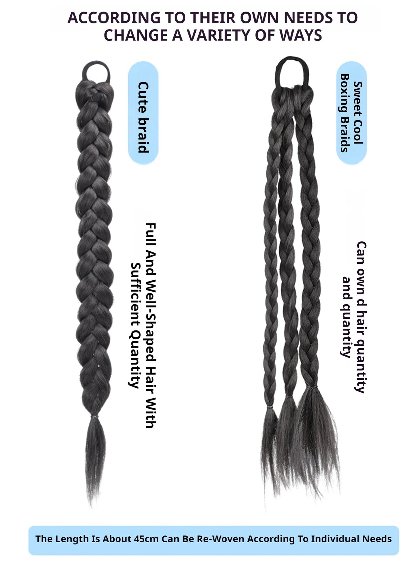 Synthetic Long Twist Braid Ponytail Extensions With Rubber Band Boxing Braided Hair Extensions For Women Daily Use Viralgem Store