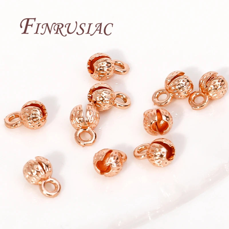 4/5.5MM Brass Cord Ends 18K Gold Plated Clam Shell Bead Tip Ball Chain Crimp Findings For DIY Beading Jewellery Making Supplies