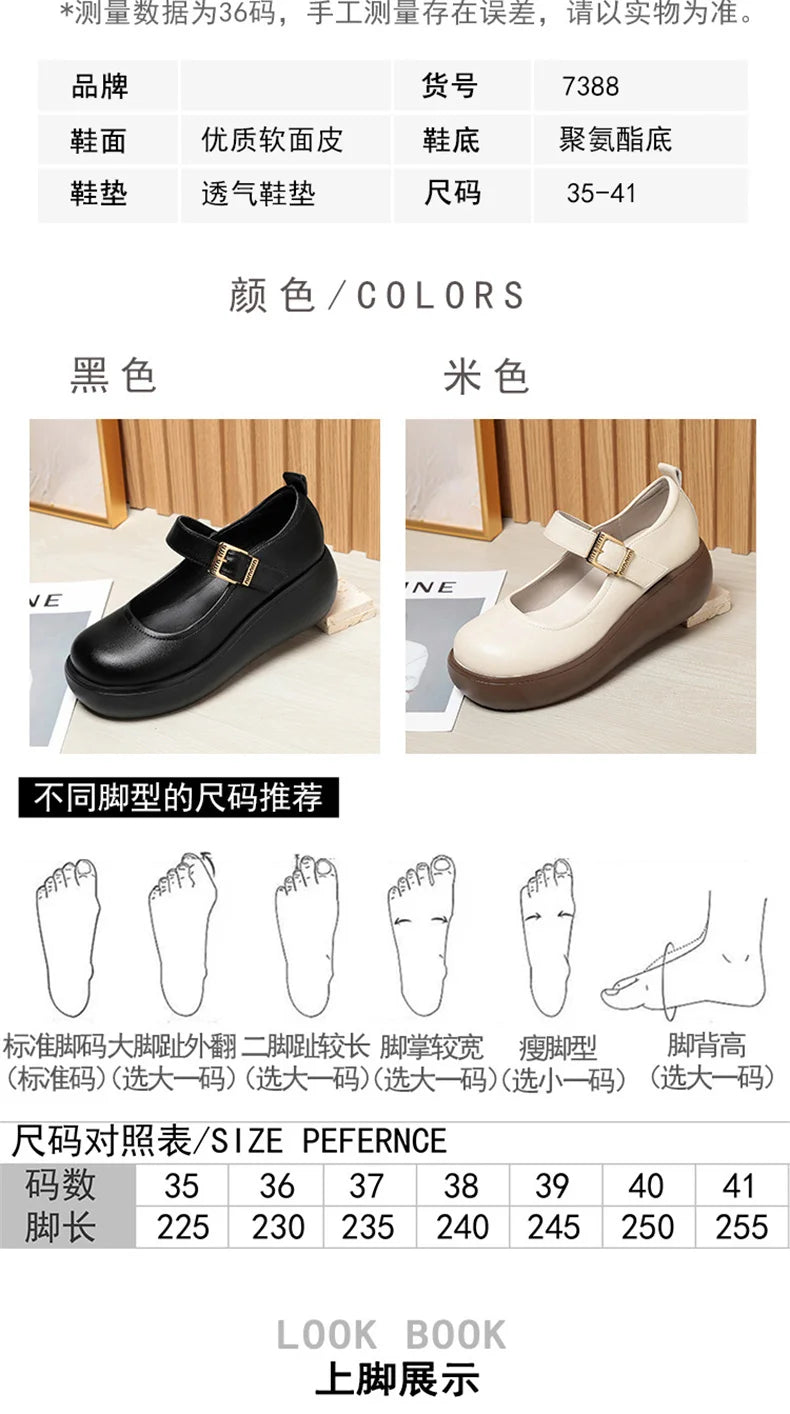 Spring Fashion Wedge Round Toe Soft Bottom Lolita Shoes Women Cute Vintage Mary Jane Shoes Chunky College Student Shoes Viralgem Store