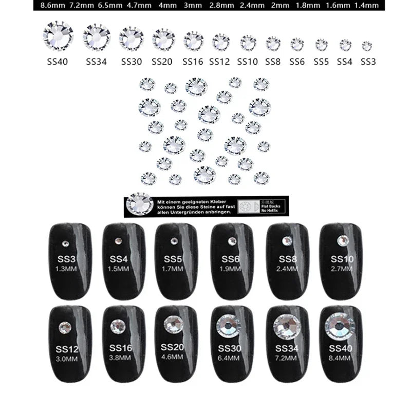 Super Shiny 3D Glass 16 Cut Facets 2088 Flatback Swarovsky DIY Nails Rhinestones Art Decoration Manicure Top Crystal Stones Gems